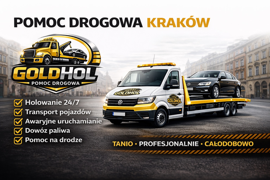 Zdjęcie na okładce dla Pomoc drogowa Kraków 24H 🏎️ GOLDHOL | Laweta Kraków Balice, Skawina, Wieliczka